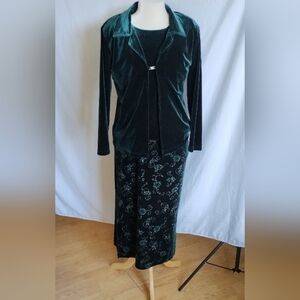 2 piece set  green velvet